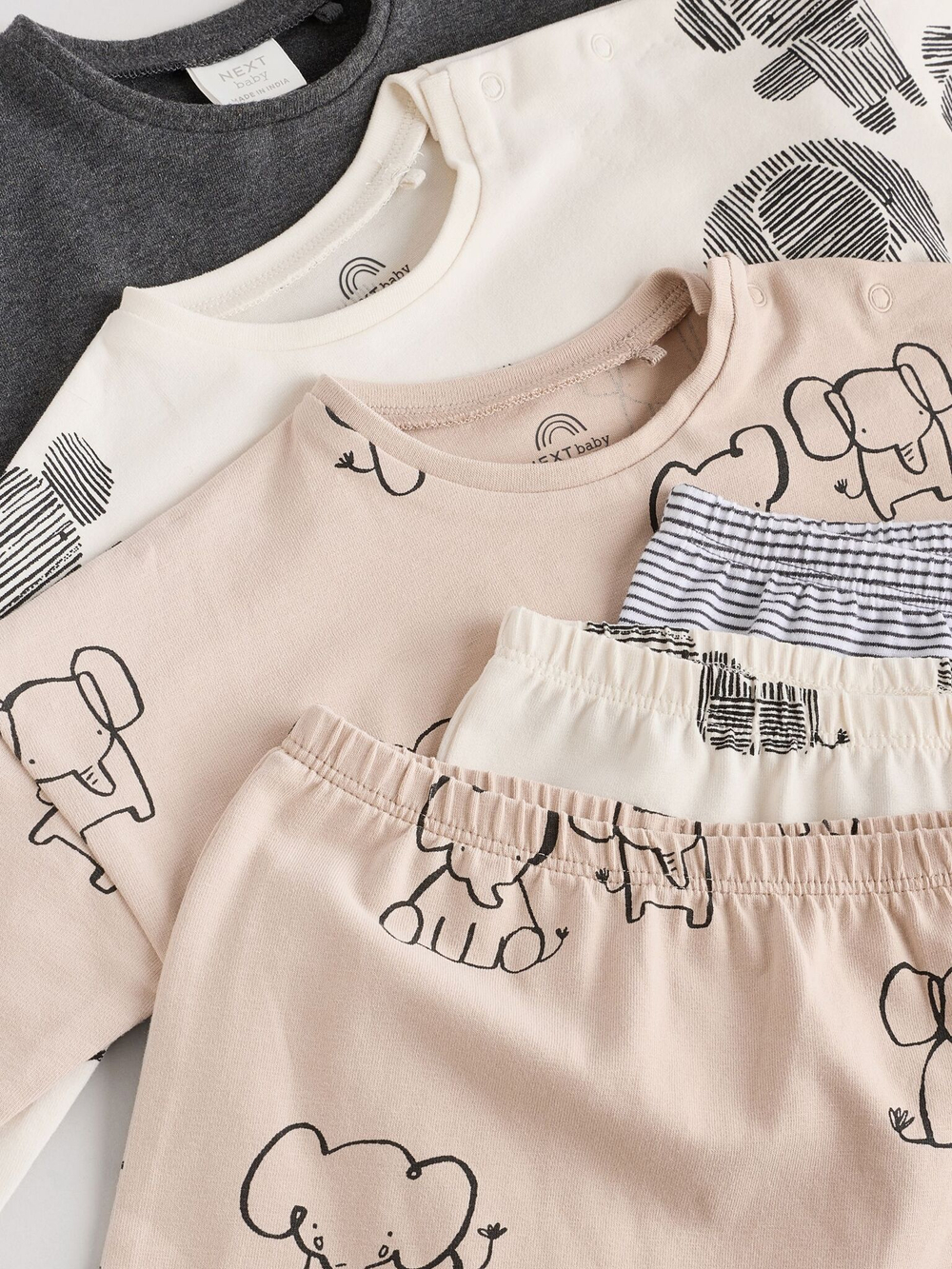 Лонгслив и легинсы в комплекте для малышей Next E48-113, 3 шт., Бежевый, Серый