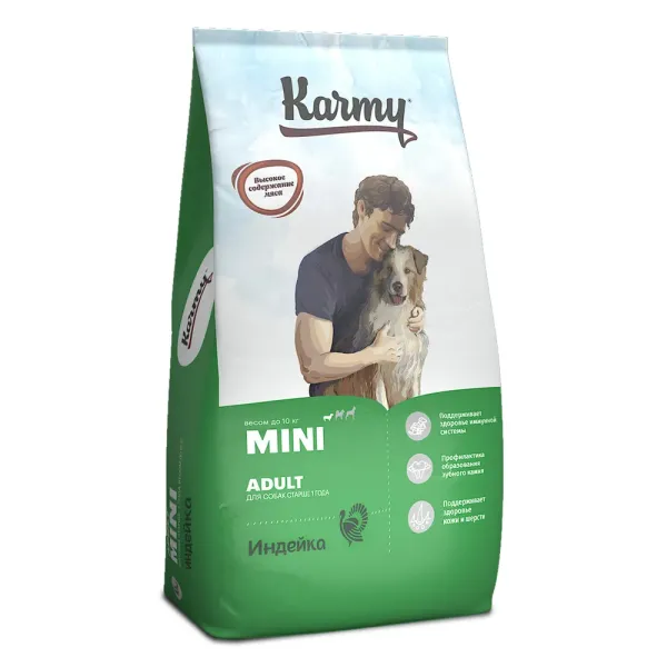 Сухой корм Karmy Mini Adult для взрослых собак мелких пород, с индейкой
