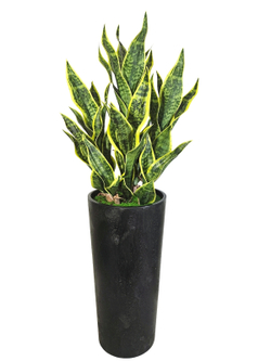Сансевиерия искусственная 120см в высоком черном кашпо
