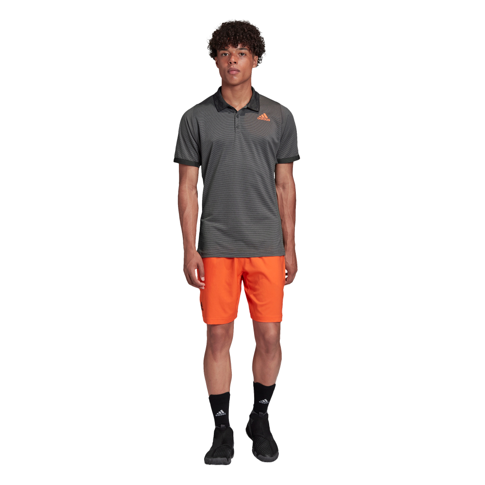 Мужское поло теннисное Adidas M Freelift Polo Primeblue - grey six/true orange
