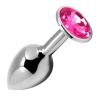 Анальная пробка 9см с розовым кристаллом Cnex Alive Mini Metal Butt Pink Size L