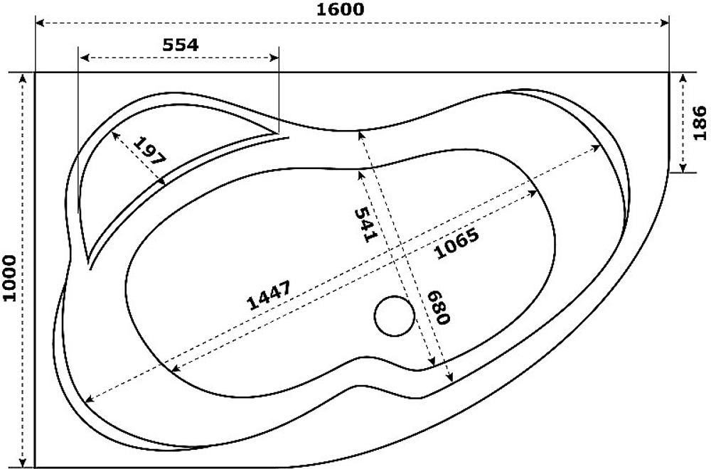 Ванна Azario Микона 160х100 МИВ0001 белая левая