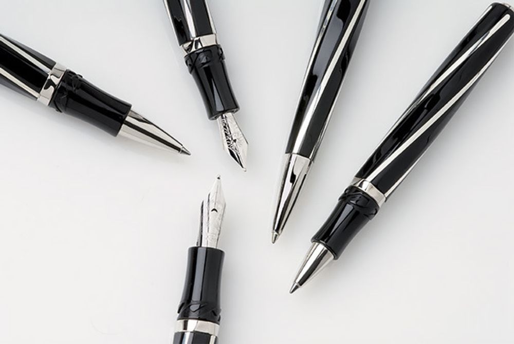 Visconti Divina Black черная смола ребра серебро 925пр (Vs-265-02)