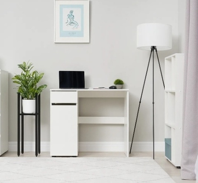 Стол письменный Грейс с тумбой белый текстурный