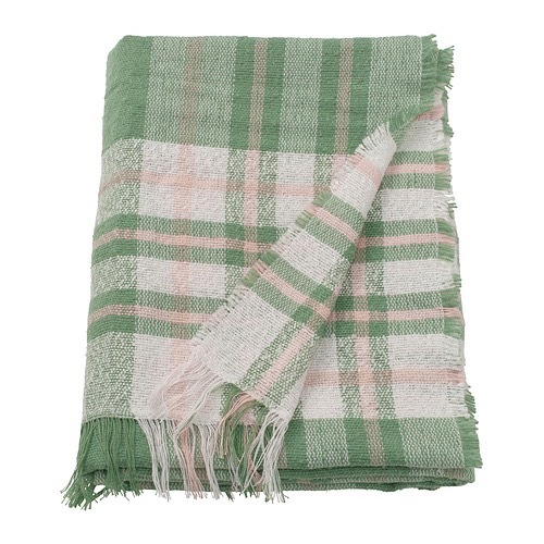 БИСКОПСМОССА BISKOPSMОSSA Плед 130x170 см, зеленый/кремовый