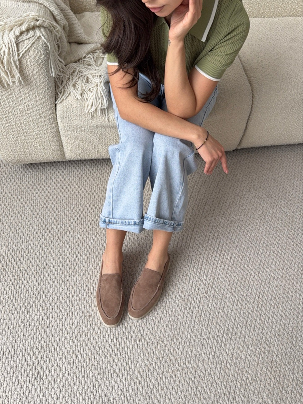 Лоферы из натуральной замши