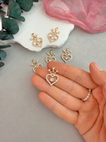 Подвеска «Сердце с короной», позолота 14к с фианитами, 15*24 мм