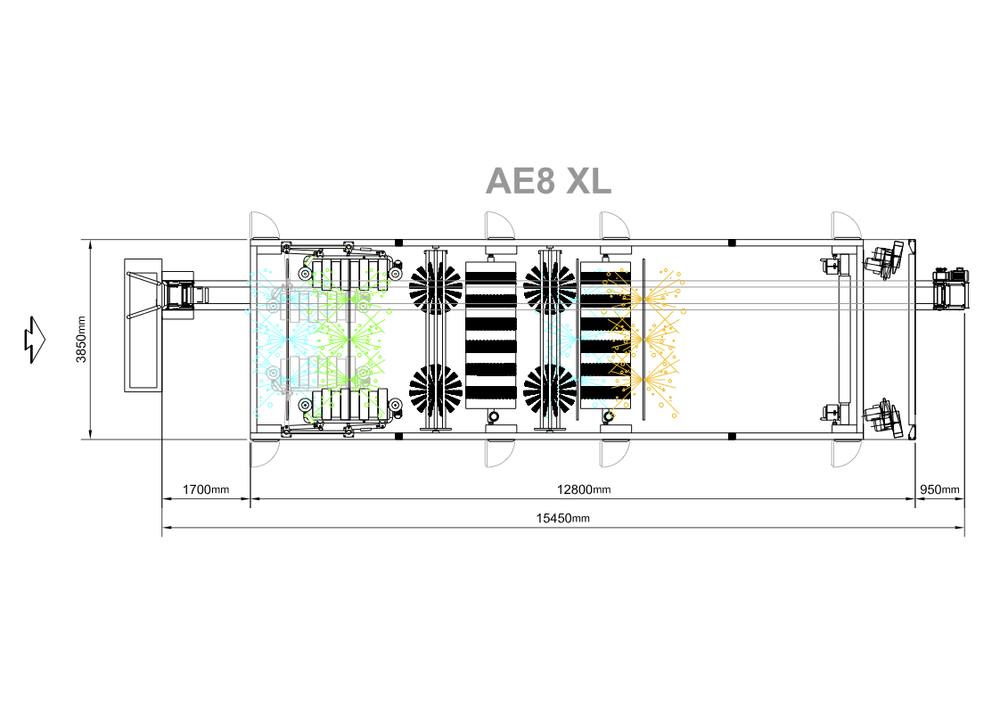 АЕ.XL.8.24 Мойка туннельная автоматическая с 8-ю щётками и контурной сушкой, проездная высота 2,4 м