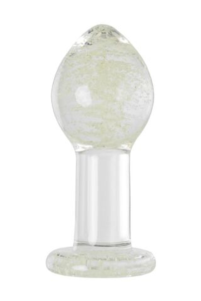 Прозрачная, светящаяся в темноте анальная втулка - 6,5 см. (Цвет: прозрачный)