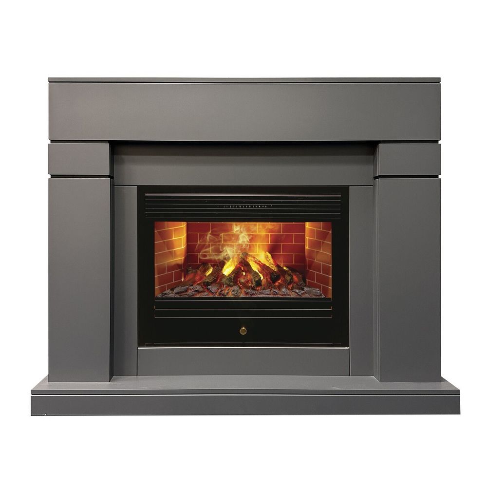Электрокамин RealFlame Lindelse 26 GR серый, графит c очагом 3D Novara