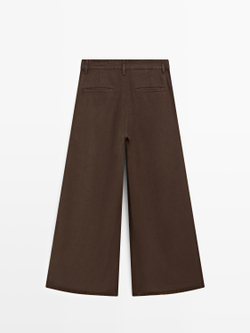 Massimo Dutti Широкие плиссированные брюки, шоколадный