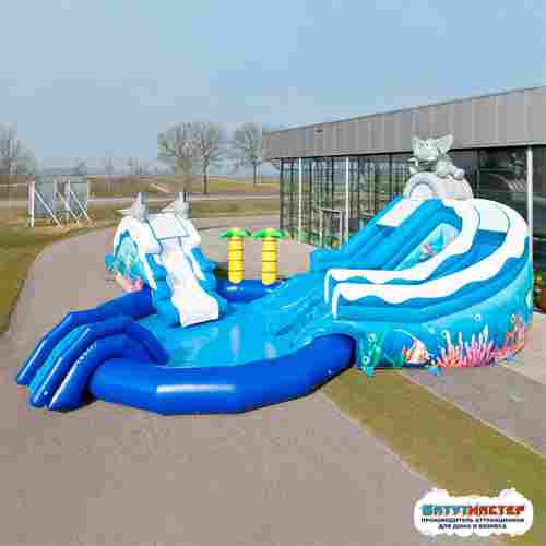 Надувной аквапарк с горками и бассейном «Морское приключение», 16,7×15×6,7 м