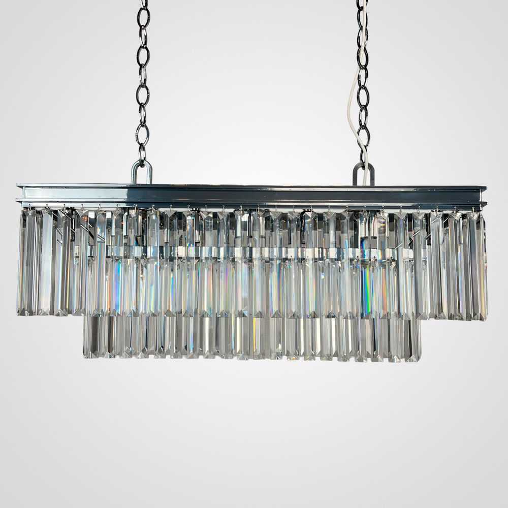 Подвесная Люстра Rh 1920S Odeon Clear Glass Fringe Chrome By Imperiumloft