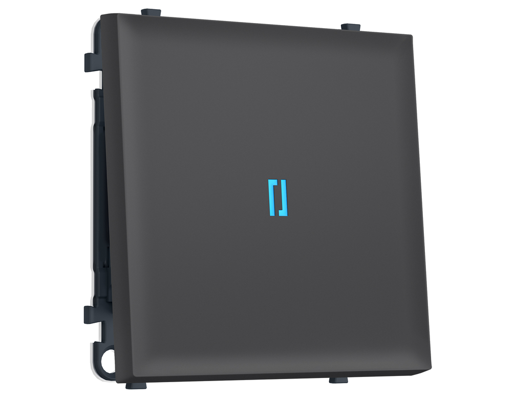 MS902020 Комплект механизма 1-кл выключателя с подсветкой 10000K SIGMA Графит Мягкое касание 10A-250V QUANT PRO (SP9020, PR101, G17B)
