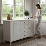 Комод, 148х43х79, Боцен, с ящиками, для одежды и игрушек, под телевизор, из массива дерева, белый, Dipriz