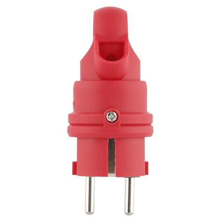 Вилка duwi с/з 16A каучук с кольцом IP44 красная