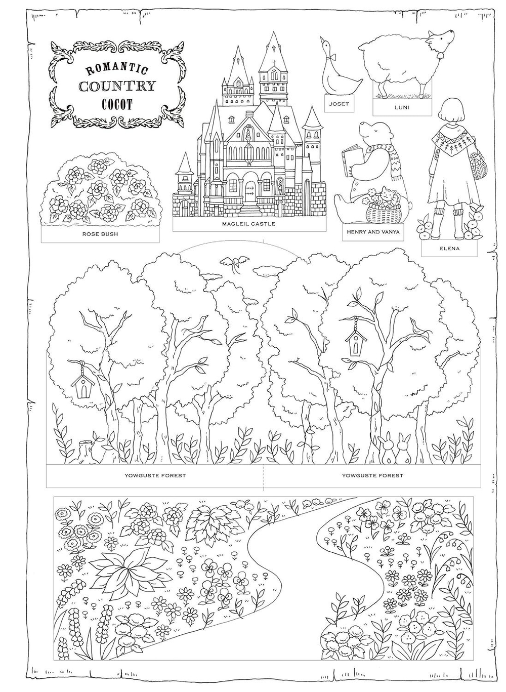 Romantic Country: A Fantasy Coloring Book
