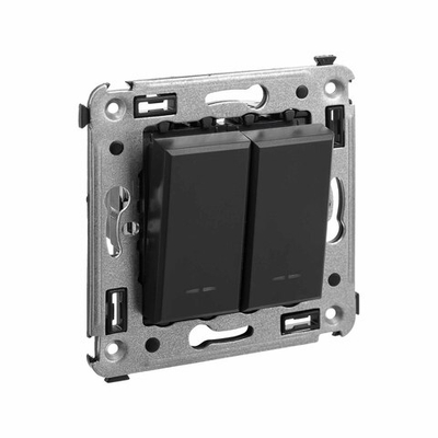 Инвертор двухклавишный в стену, "Avanti", "Черный матовый"