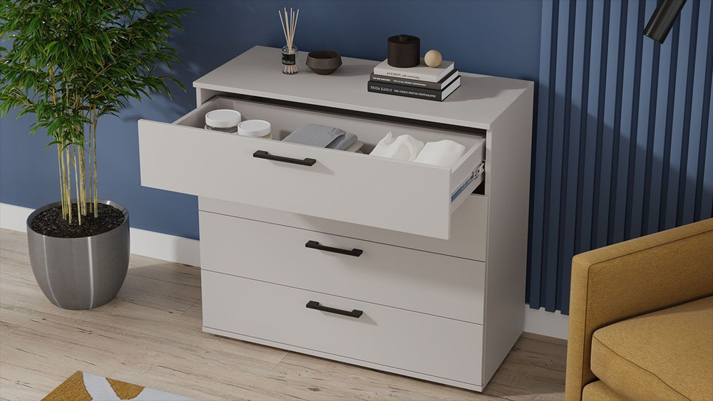 Комод для одежды с ящиками Дуб Крафт золотой/Серый графит 4 ящика 92х41х84 см