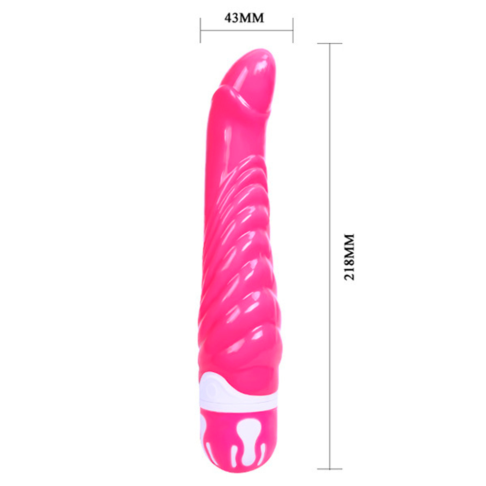 Розовый ребристый вибратор 21,8см со стимуляцией точки G Baile The Realistic Cock BW-047002