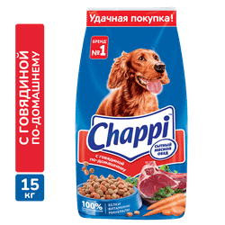 Chappi Сухой корм для взрослых собак с говядиной, 15 кг.