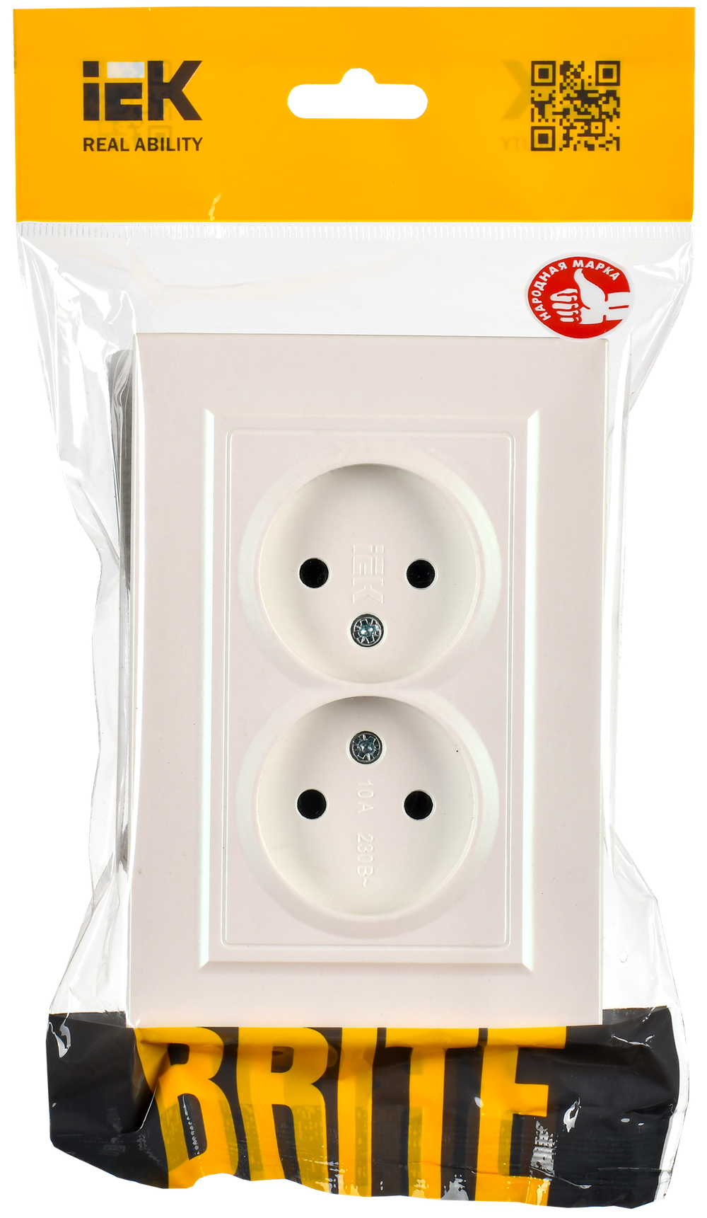 BRITE Розетка 2-местная без заземления без защитных шторок 10А в сборе РС12-2-БрЖ жемчуг IEK