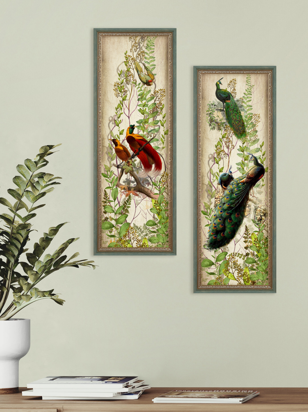 Картины на стену для интерьера в раме набор 2 шт 19*51 см