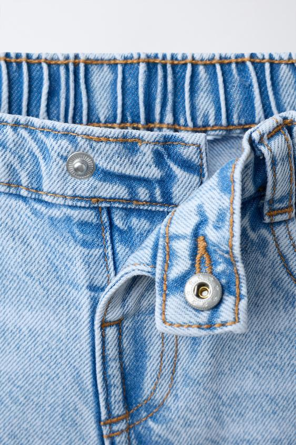 ZARA ДЖИНСЫ WIDE LEG С ПУГОВИЦЕЙ В ВИДЕ СЕРДЦА, ГОЛУБОЙ