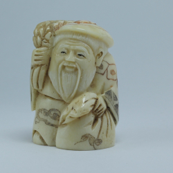 Нэцкэ Фукурокудзю с колосьями и мешком риса