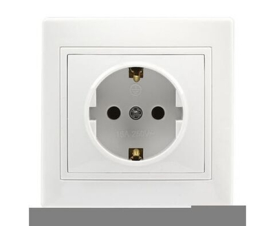 Розетка Smartbuy 1-местная с заземлением 16А белая, керамика Венера SBE-01w-16-S1-Z-c