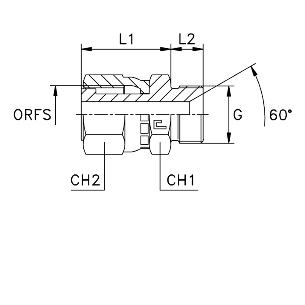 Адаптер AS DN25 ORFS 1.7/16 - BS 1