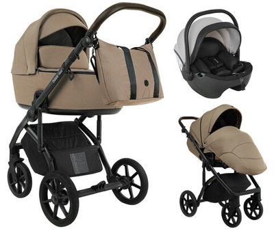 Детская коляска Roan Bass Next 2.0 3 в 1 с автокреслом Pituso Baesa Pro Black,Beige Canopy BSN/42/2 Mocha Mousse/Black/руч.Cappuccino