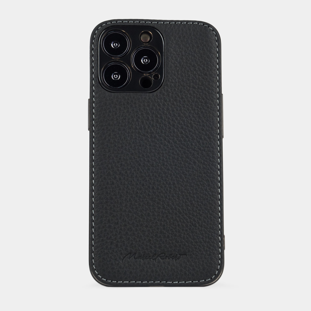 Чехол-накладка кожаная для iPhone 15 Pro черного цвета