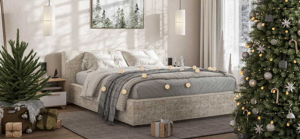 Норд Кровать+ПМ 160 Шенилл Смарт Кварц