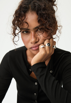 STRADIVARIUS Комплект из 3 комбинированных колец, серый