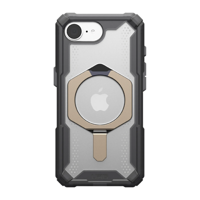 Защитный прозрачный чехол MagSafe с подставкой UAG Plasma XTE для iPhone 16e и 17e Полупрозрачный композитный гибридный чехол со встроенной подставкой и высоким уровнем защиты при падении