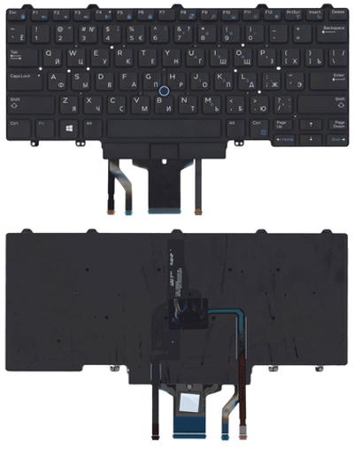 Клавиатура для ноутбука Dell Latitude E5470 E7470 черная с подсветкой и указателем