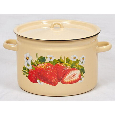 Кастрюля эмалированная 7л «Сочная клубника» цилиндрическая С-1620/4Км