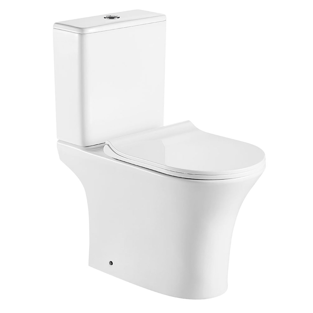 Унитаз-компакт безободковый Azario Fretta Round AZ-7121-G с крышкой-сиденьем микролифт, белый