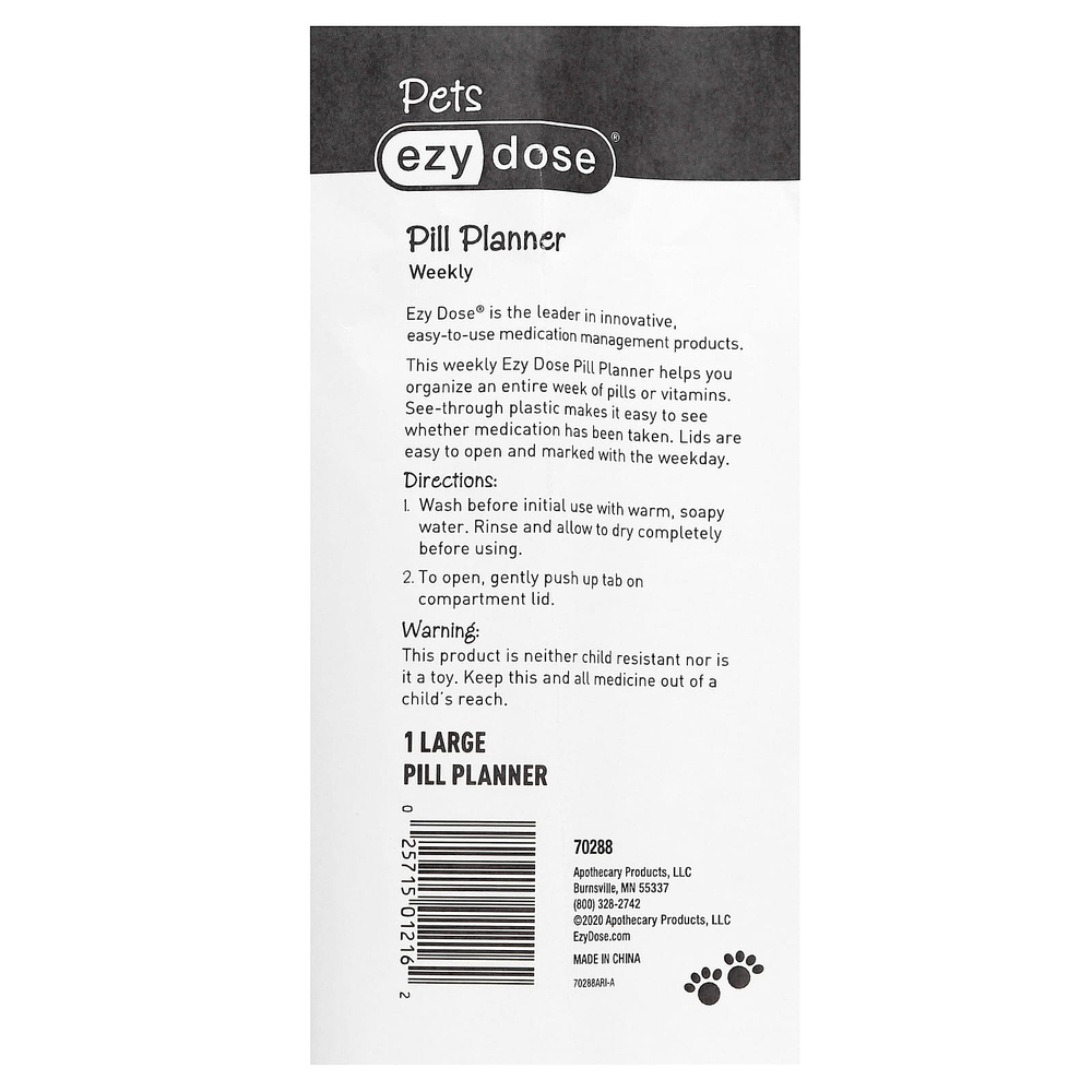 Ezy Dose, Now Pets, еженедельный органайзер для таблеток, для собак, большое количество, 1 шт.