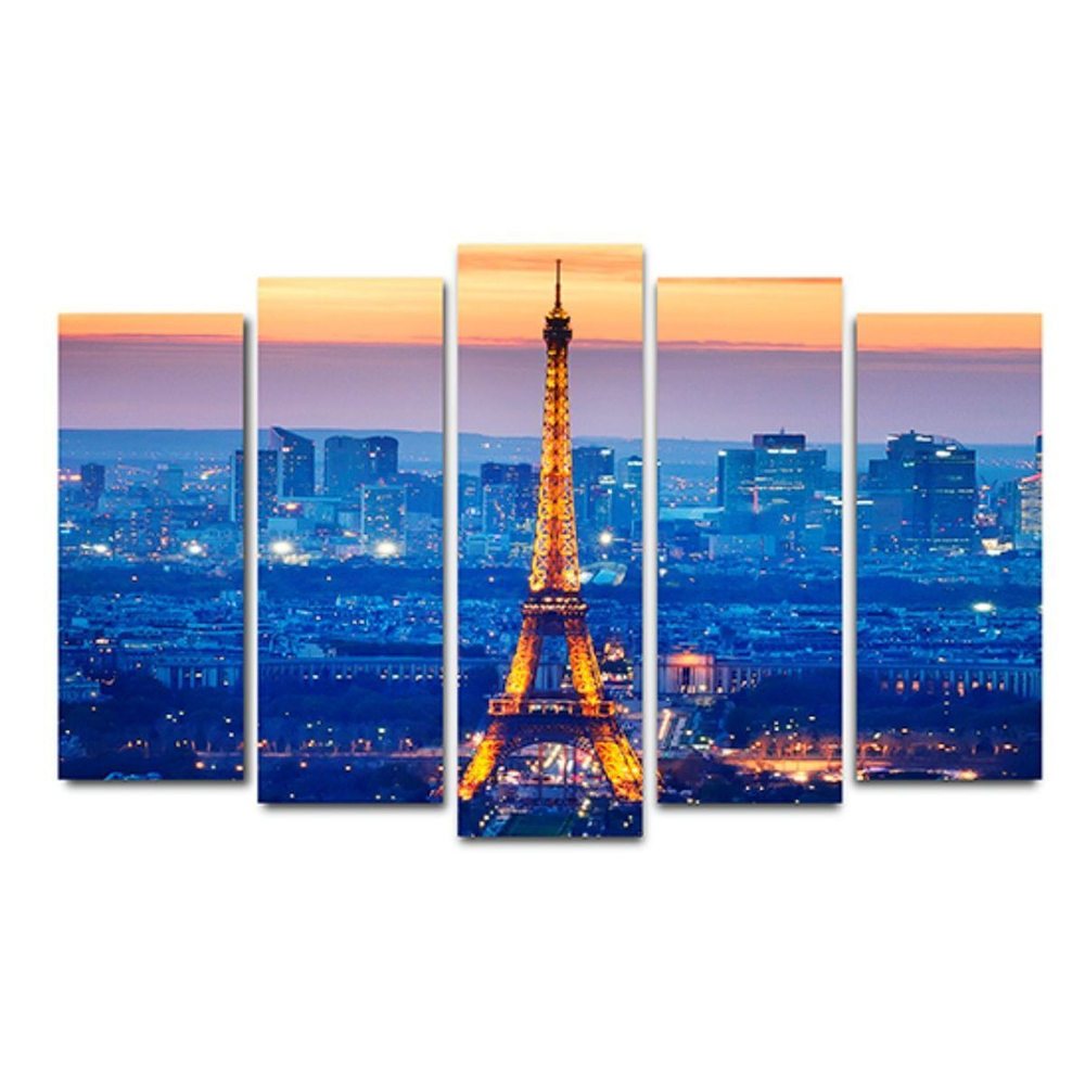Картина модульная, 125х80 см, 5мод, Над Парижем, X-307H