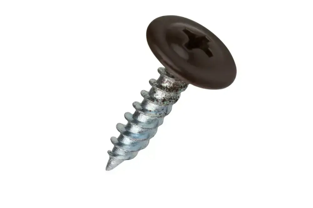 Саморез с прессшайбой 4,2х19 коричневый шоколад RAL8017 острые 100шт.