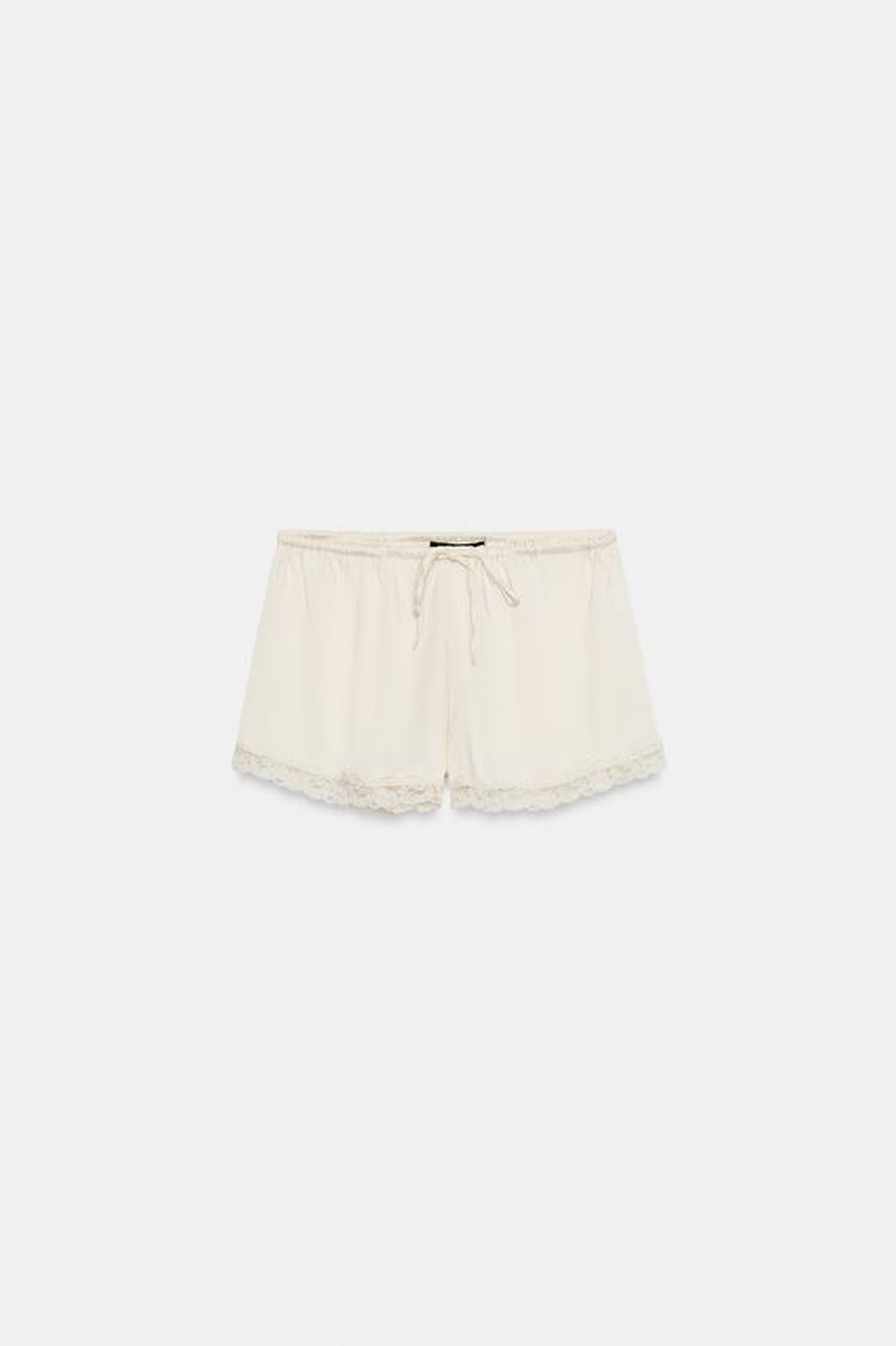 ZARA АТЛАСНЫЕ МИНИ-ШОРТЫ С КРУЖЕВОМ, КАВА