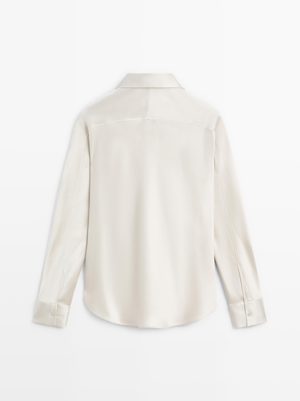 Massimo Dutti Атласная рубашка с рукавами «летучая мышь», серебряный