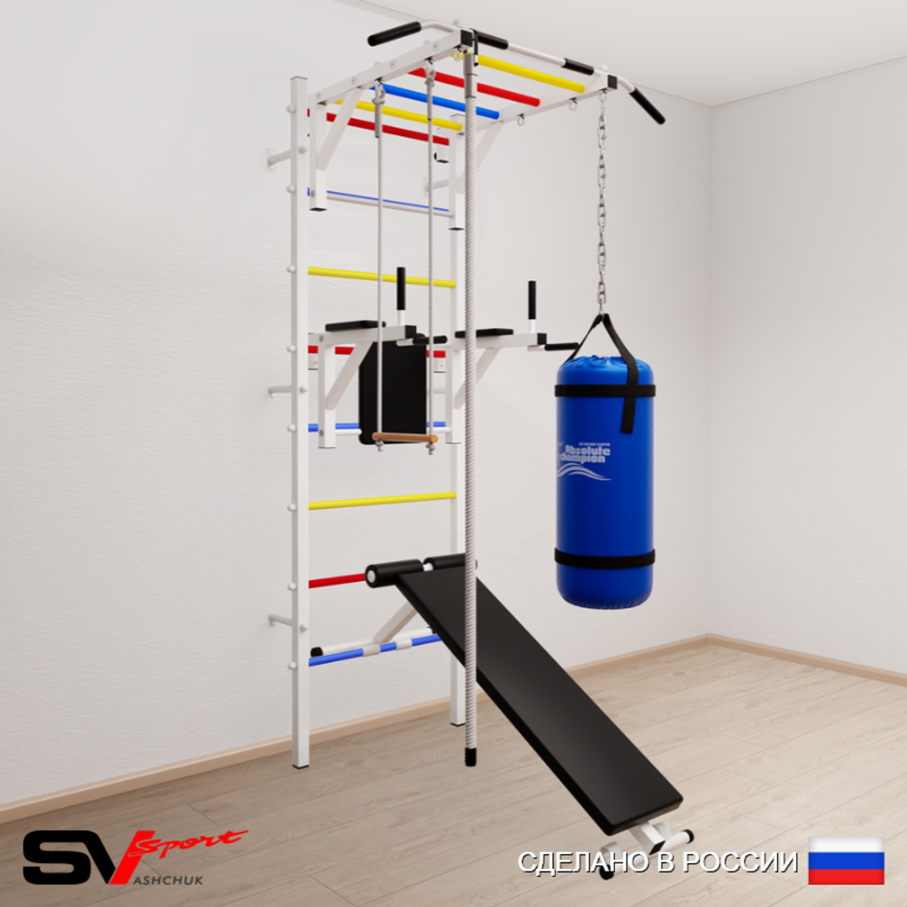 Шведская стенка Sv Sport 5561 (Турник рукоход/Брусья/Скамья/Канат/Трапеция/Цепь/Мешок 15кг)