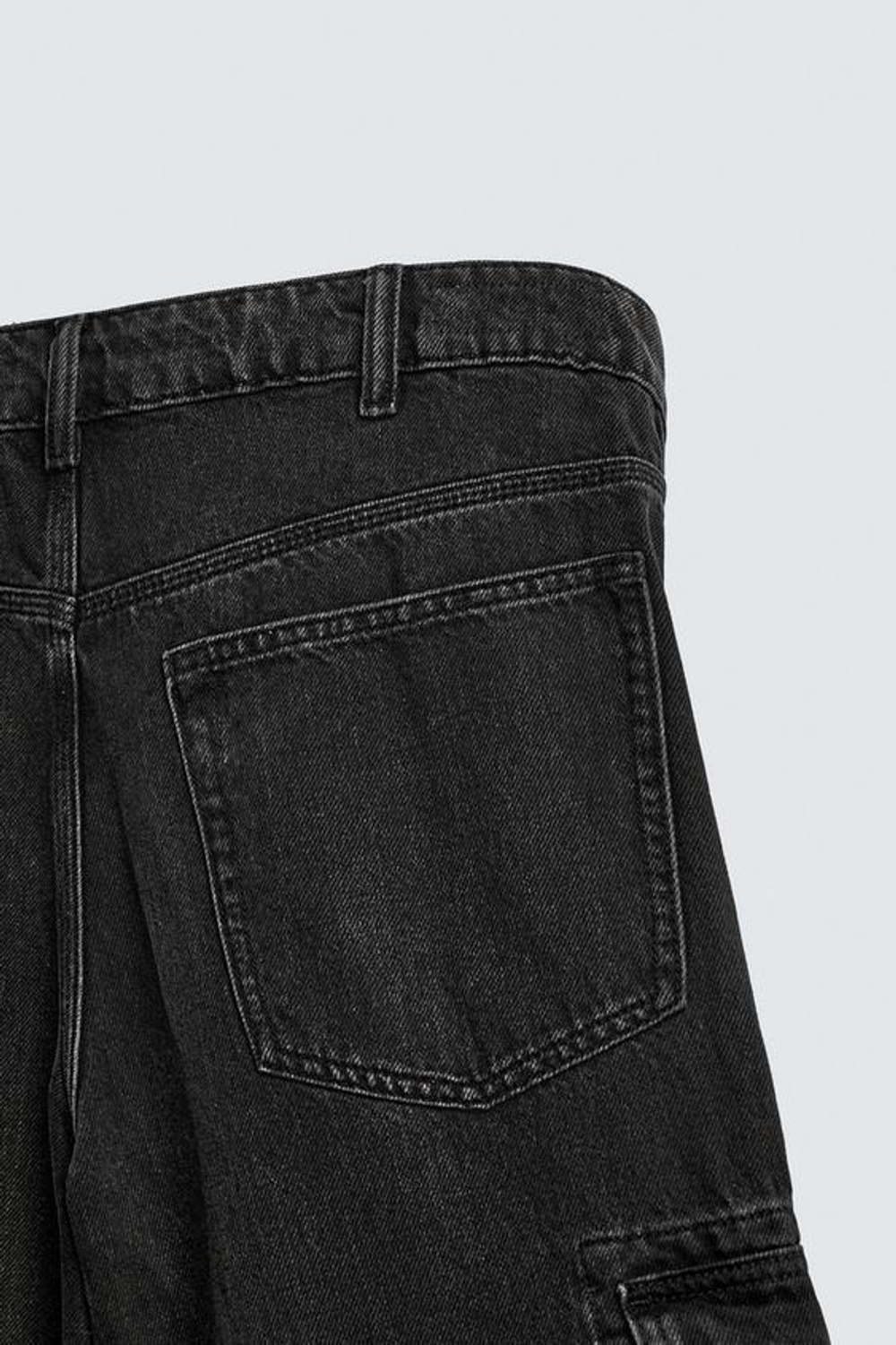 ZARA ДЖИНСЫ-КАРГО ПРЯМОГО КРОЯ, ЧЕРНЫЙ