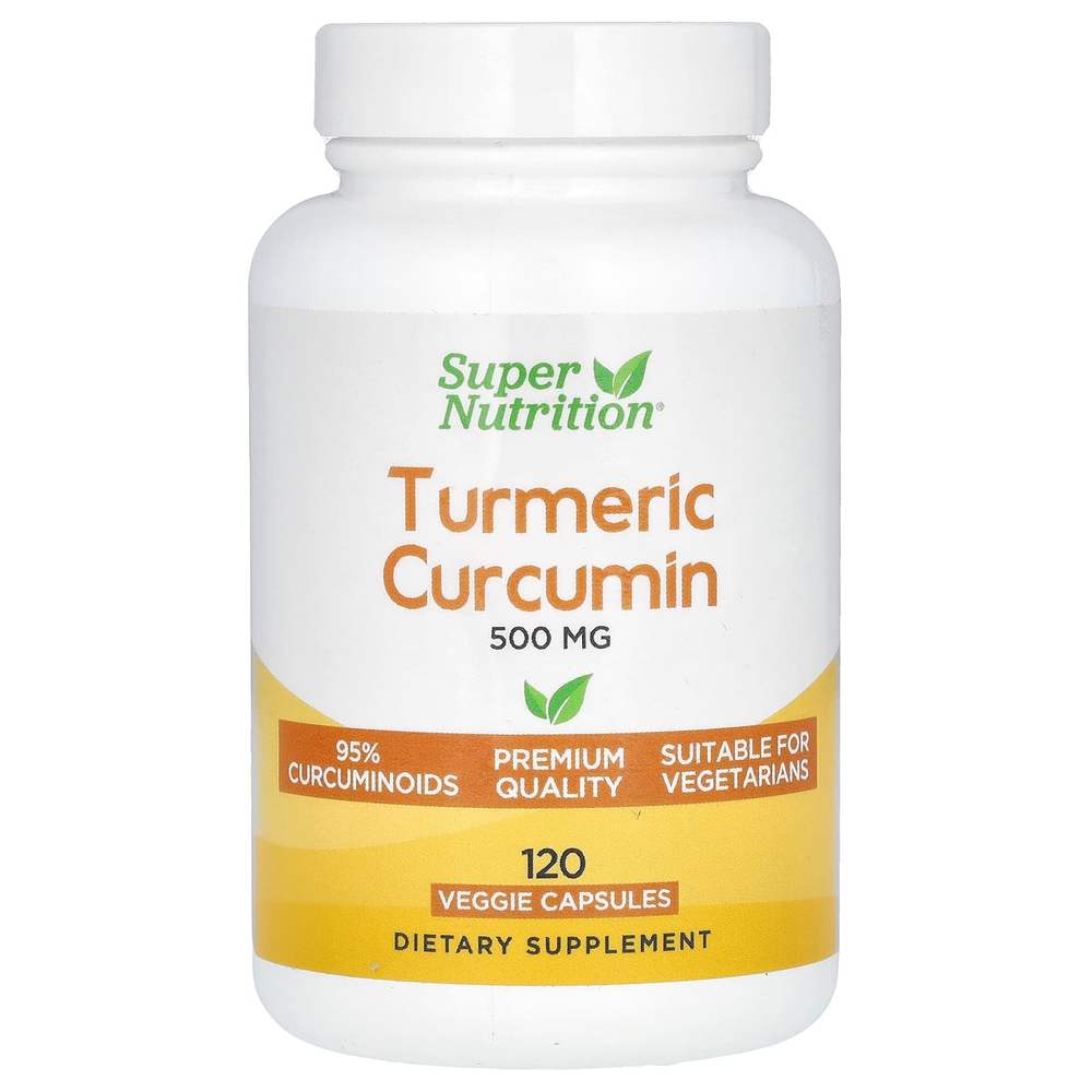 Super Nutrition, куркумин из куркумы, 500 мг, 120 растительных капсул