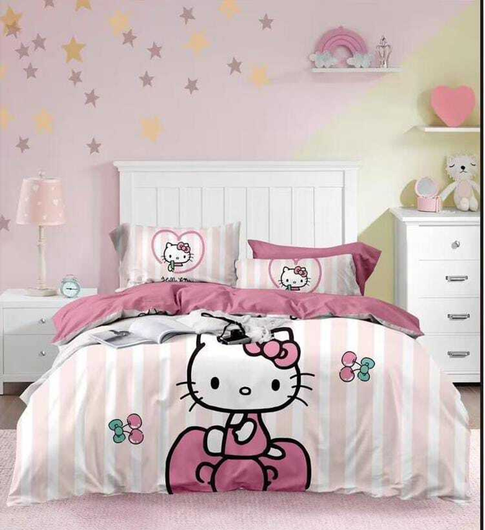 Комплект Полуторка  Котик в полоску роз