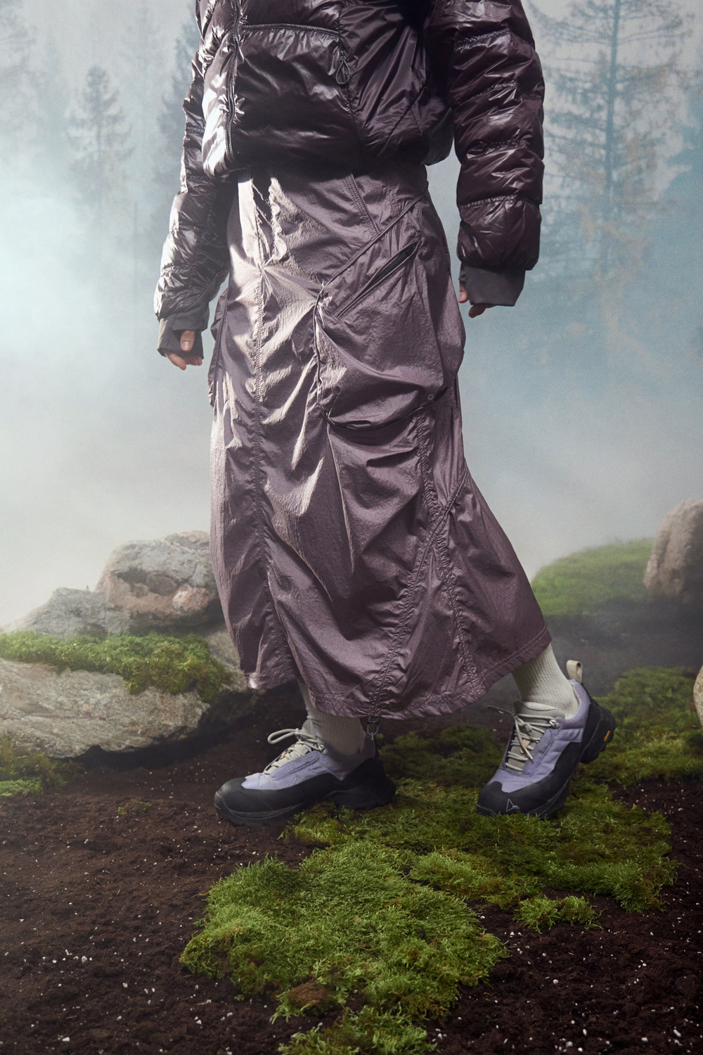 Юбка Nothomme Blue Metallic Nylon Tooling Half Skirt "Taro Purple"