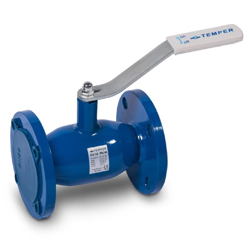 Кран стальной шаровой разборный TEMPER КШ.Ц.Ф.З, DN-80 PN-16, длина-210мм, стандартнопроходной, фланцевый с ручкой под задвижку